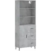 vidaXL Hoge kast 69,5x34x180 cm bewerkt hout betongrijs