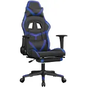 vidaXL Gaming stoel met voetsteun, zwart en blauw, kunstleer