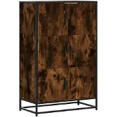vidaXL Hoge kast 68x35x106,5 cm bewerkt hout en metaal gerookt eiken