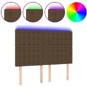vidaXL Hoofdbord LED 144x5x118/128 cm stof donkerbruin