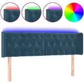 vidaXL Hoofdbord LED 163x16x78/88 cm fluweel donkerblauw