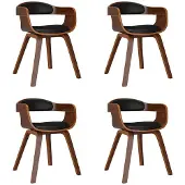vidaXL Eetkamerstoelen 4 st gebogen hout en kunstleer zwart