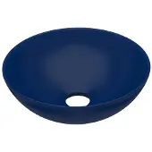 vidaXL Wastafel rond keramiek donkerblauw