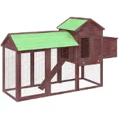 vidaXL Kippenhok 193x65x117 cm massief grenenhout mokkakleurig