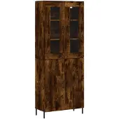 vidaXL Hoge kast 69,5x34x180 cm bewerkt hout gerookt eikenkleurig