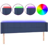 vidaXL Hoofdbord LED 163x16x78/88 cm stof blauw