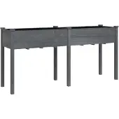 vidaXL Plantenbak met voering 161x45x76 cm massief vurenhout grijs