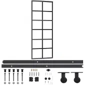 vidaXL Schuifdeur met beslag, veiligheidsglas (ESG) en aluminium, 76x205 cm