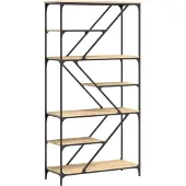 vidaXL Boekenrek 91x36x176 cm bewerkt hout en staal sonoma eikenkleur
