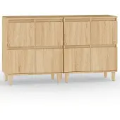 vidaXL Dressoirs 2 st 60x35x70 cm bewerkt hout sonoma eikenkleurig