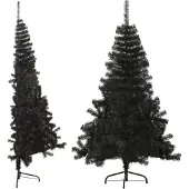 vidaXL Kunstkerstboom met standaard half 150 cm PVC zwart