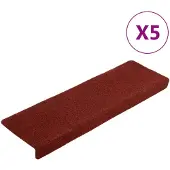 vidaXL Trapmatten Zelfklevend 5 stuks 65x21x4 cm Bordeaux Rood