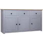 vidaXL Dressoir Panama Range 135x40x80 cm massief grenenhout grijs