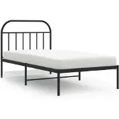 vidaXL Bedframe met hoofdbord metaal zwart 100x200 cm
