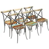 vidaXL Eetkamerstoelen 51x52x84 cm massief gerecycled hout 6 st online kopen