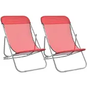 vidaXL Strandstoelen 2 st textileen en gepoedercoat staal rood