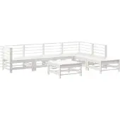 vidaXL 7-delige loungeset voor de tuin, wit, massief hout, grenenhout
