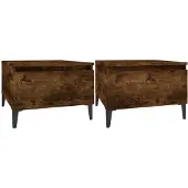 vidaXL Bijzettafels 2 st 50x46x35 cm bewerkt hout gerookt eikenkleurig