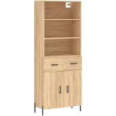 vidaXL Hoge kast 69,5x34x180 cm bewerkt hout sonoma eikenkleurig