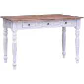 vidaXL Bureau met lades 117x57x75 cm massief mahoniehout wit