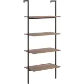 vidaXL Ladderrek met 4 schappen 64x35x152,5 cm donkerbruin en zwart