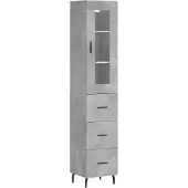 vidaXL Hoge kast 34,5x34x180 cm bewerkt hout betongrijs