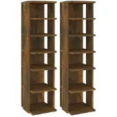 vidaXL Schoenenrekken 2 st 27,5x27x102 cm bewerkt hout gerookt eiken
