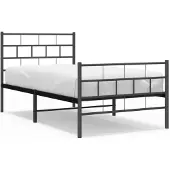 vidaXL Bedframe met hoofd- en voeteneinde metaal zwart 90x200 cm