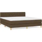 vidaXL Boxspring met matras stof donkerbruin 180x200 cm