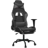 vidaXL Gaming stoel met voetsteun, zwart en grijs, kunstleer
