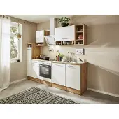 Respekta Goedkope keuken 250 cm - complete keuken met apparatuur Hilde - Wild eiken/Wit - keramische kookplaat - vaatwasser - afzuigkap - oven - spoelbak