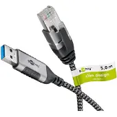 Goobay USB-A naar RJ45 LAN kabel | Slimline | USB3.0 | CAT6 | zwart | 5 meter