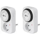 Goobay Analoge timer, set van 2, wit, eenvoudig te bedienen tijdschakelaar voor het stopcontact