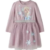 Name it Jurk 'NMFOsimi Frozen' beige / lichtblauw / lavendel / wit