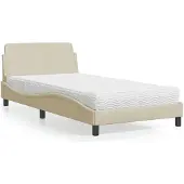 vidaXL Bed met matras "Dover" stof crèmekleurig 100x200 cm