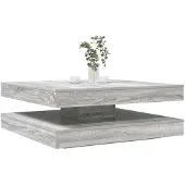 vidaXL Salontafel 360 graden draaibaar 90x90x34,5cm grijs sonoma eiken