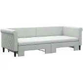 vidaXL Slaapbank onderschuifbed matrassen 80x200 cm fluweel lichtgrijs