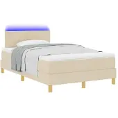 vidaXL LED Box Spring Bed met hoofdeinde Crème 120 x 200 cm Stof