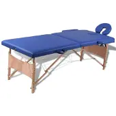 vidaXL Massagetafel, opklapbaar, 2 zones, met houten frame, blauw
