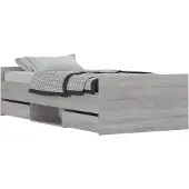 vidaXL Bedframe met hoofd- en voeteneinde grijs sonoma 90x200 cm