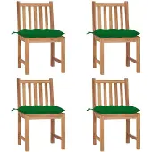 vidaXL Tuinstoelen, 4 stuks, met kussens, massief teakhout