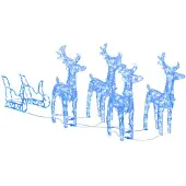 vidaXL Kerstdecoratie rendieren en slee 280x28x55 cm acryl