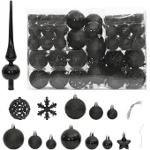 vidaXL 111-delige Kerstballenset polystyreen zwart