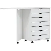 vidaXL Ladekast met bureau MOSS verrijdbaar massief grenenhout wit