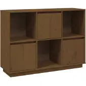 vidaXL Dressoir 110,5x35x80 cm massief grenenhout honingbruin