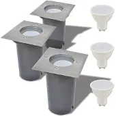 vidaXL LED inbouwspots voor buiten, 3 stuks, vierkant