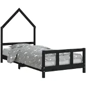 vidaXL Kinderbedframe 90x190 cm massief grenenhout zwart