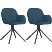vidaXL Eetkamerstoelen draaibaar 2 st fluweel blauw