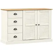vidaXL Dressoir met lades VIGO 113x40x75 cm massief grenenhout wit