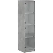 DKD Home Decor Hoge kast met glazen deuren 35x37x142 cm betongrijs